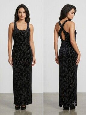 VTG 90s Ronni Nicole Velvet Maxi Dress Rachel Green Monica Geller XL Whimsigoth